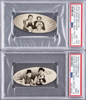 1934 Carreras Ltd. "Film Stars (Oval) – W/O-Real Photos" Complete Set (72) – Featuring "Four Marx Brothers" and Laurel & Hardy